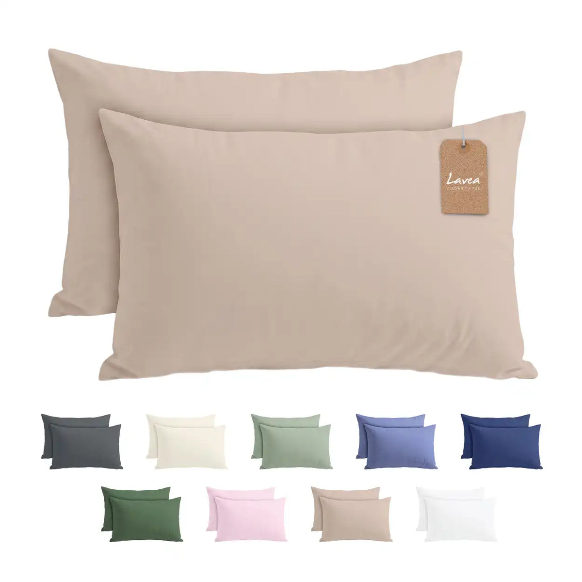 Lavea® 2er Set Kissenbezug – Kopfkissenbezug 100% Mikrofaser