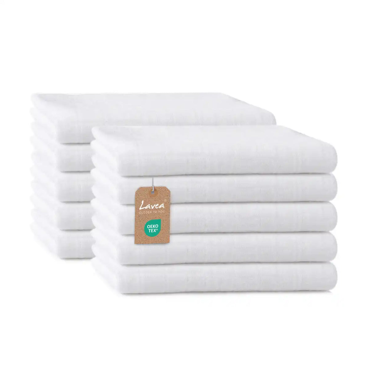 Lavea® 10-20er Pack Baby-Mulltücher 70x70 cm – Weiß