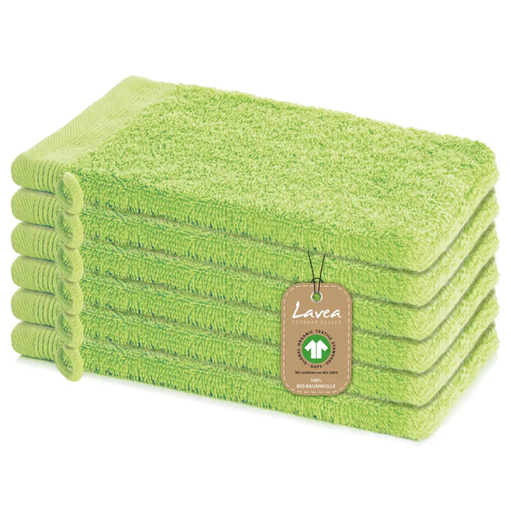 Waschhandschuh Bali, 6er Set, 100% GOTS Bio-Baumwolle, 16x22 cm