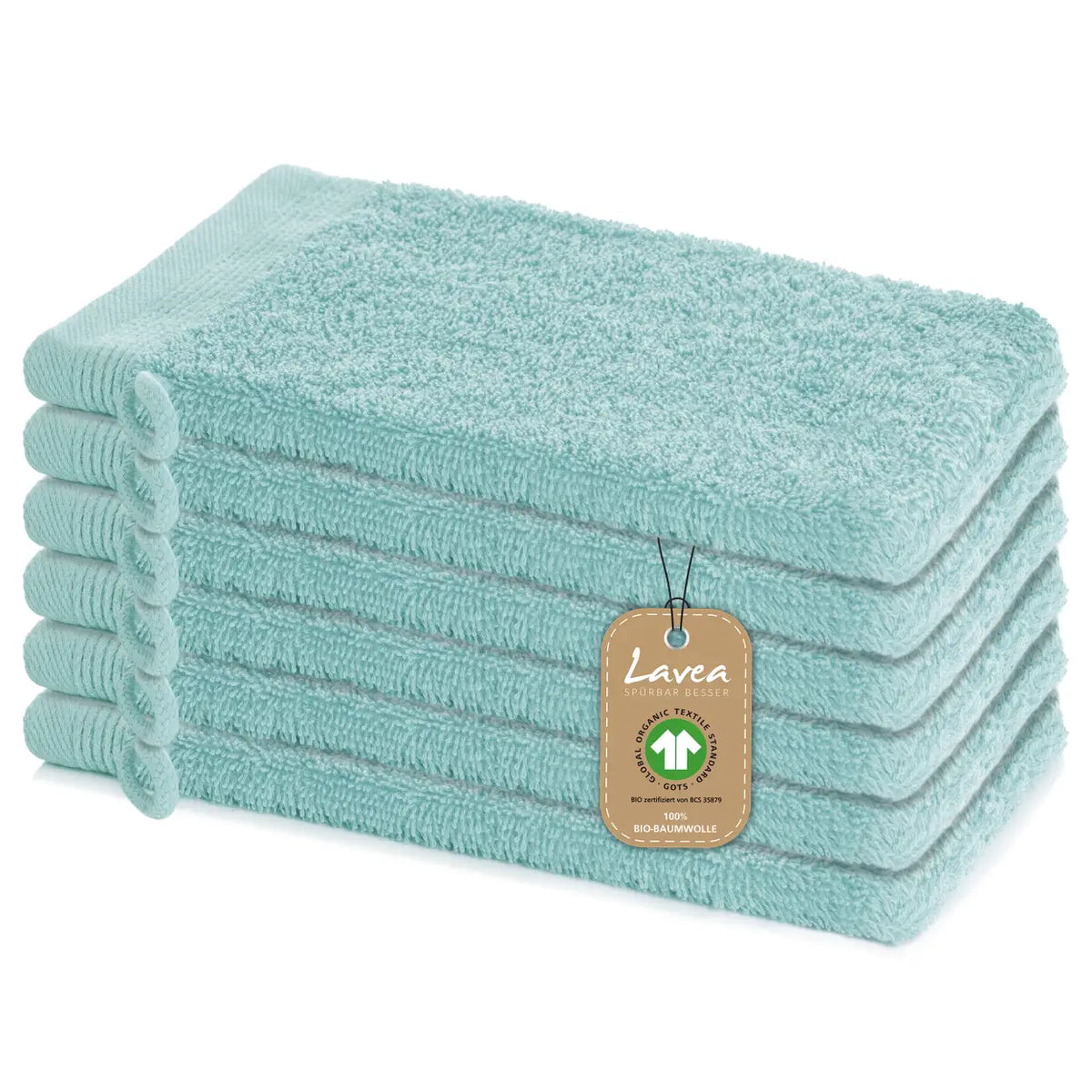 Waschhandschuh Bali, 6er Set, 100% GOTS Bio-Baumwolle, 16x22 cm