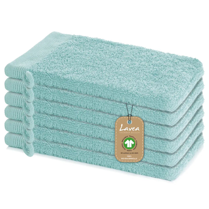 Waschhandschuh Bali, 6er Set, 100% GOTS Bio-Baumwolle, 16x22 cm