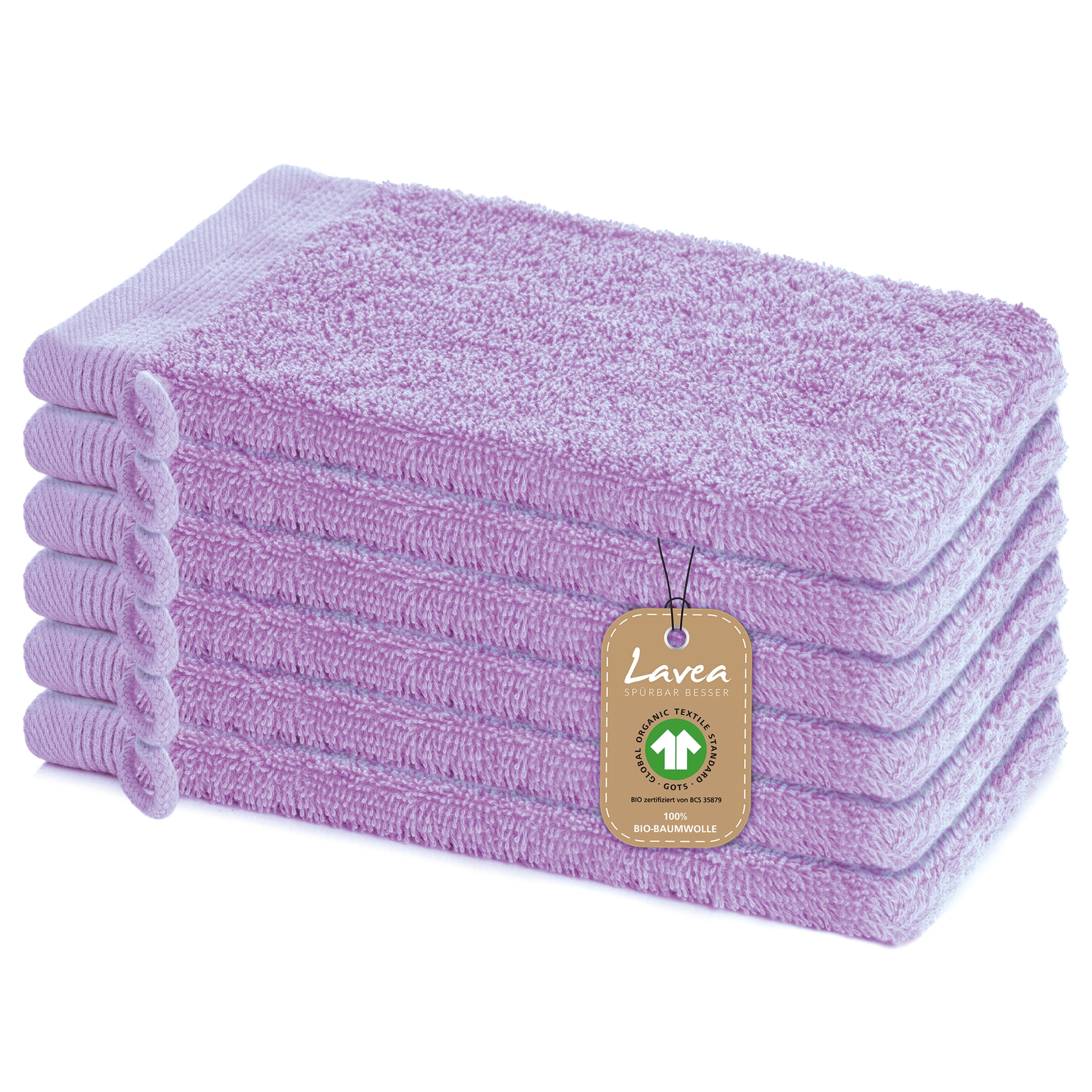 Waschhandschuh Bali, 6er Set, 100% GOTS Bio-Baumwolle, 16x22 cm