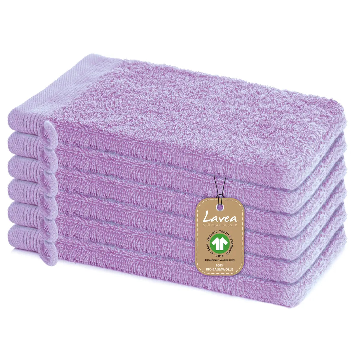 Waschhandschuh Bali, 6er Set, 100% GOTS Bio-Baumwolle, 16x22 cm