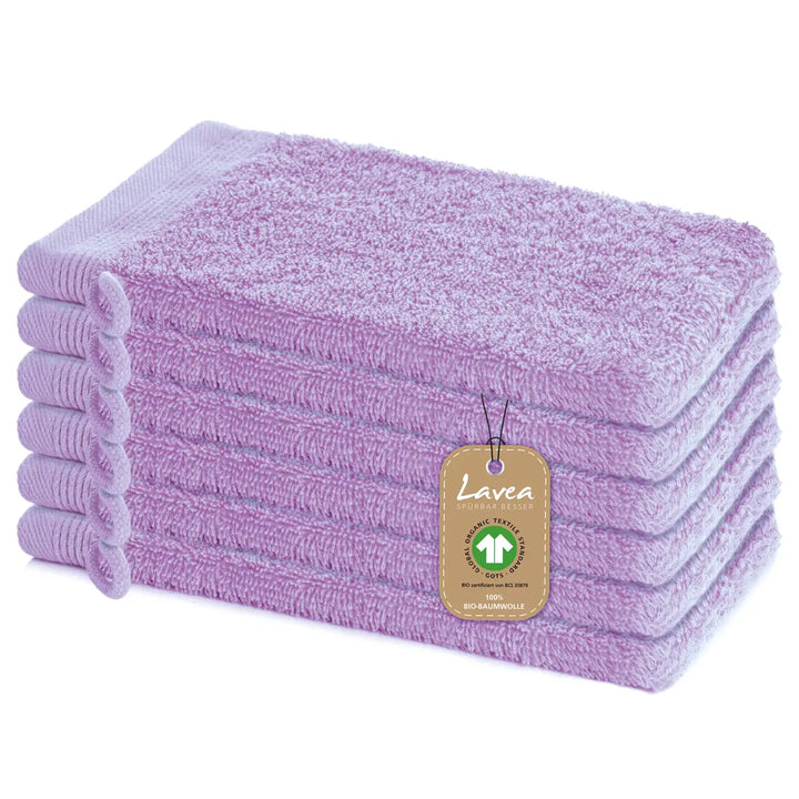 Waschhandschuh Bali, 6er Set, 100% GOTS Bio-Baumwolle, 16x22 cm
