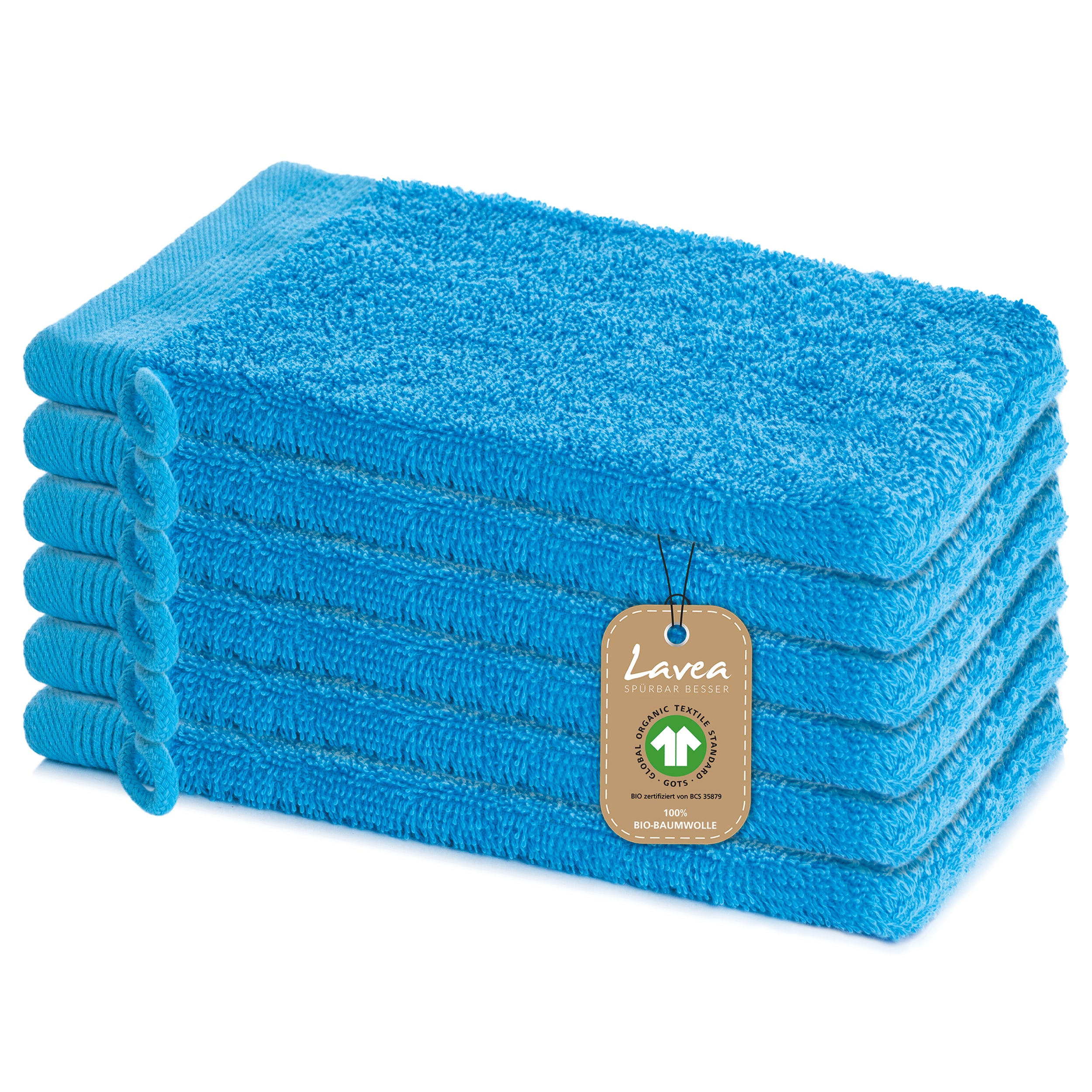 Waschhandschuh Bali, 6er Set, 100% GOTS Bio-Baumwolle, 16x22 cm