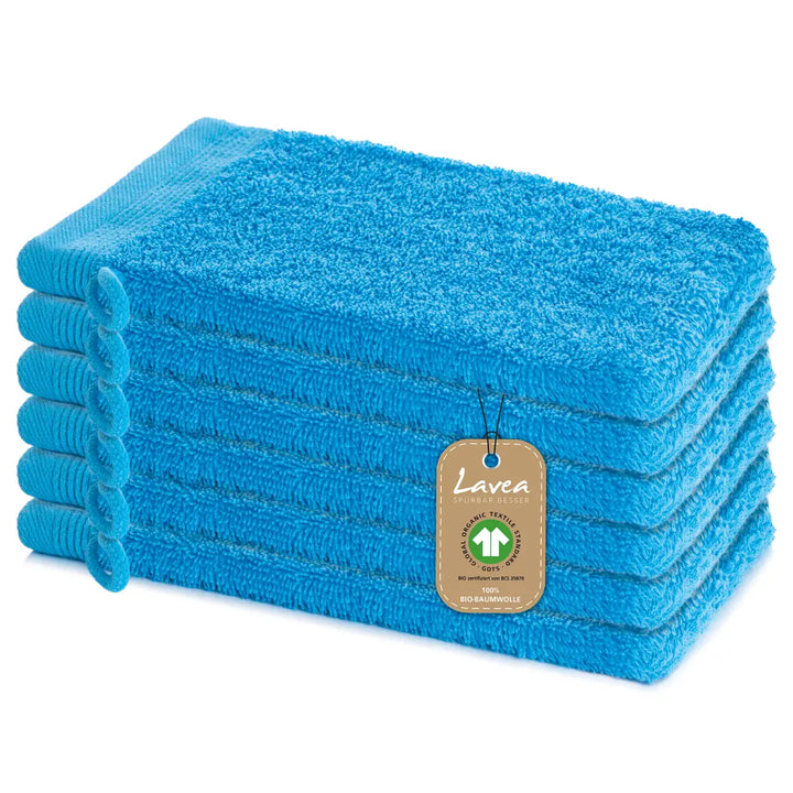 Waschhandschuh Bali, 6er Set, 100% GOTS Bio-Baumwolle, 16x22 cm