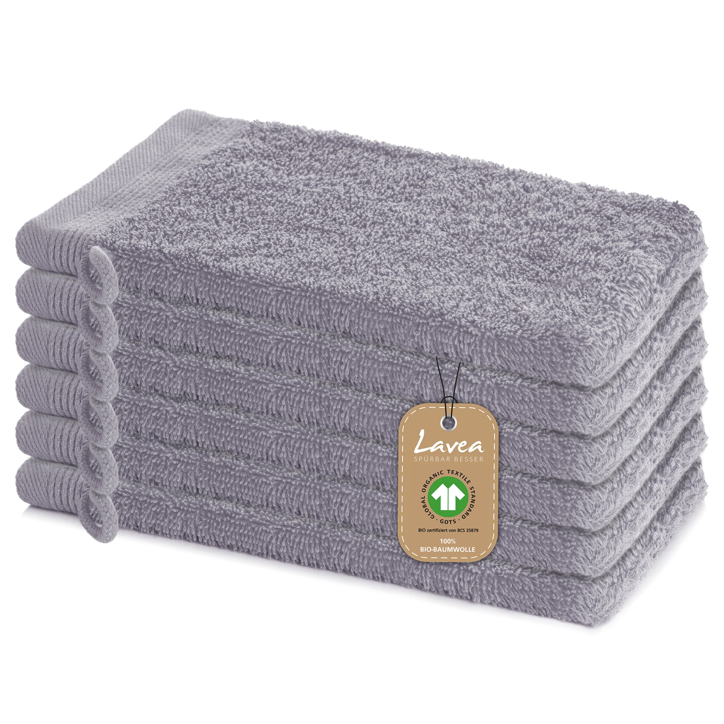 Waschhandschuh Bali, 6er Set, 100% GOTS Bio-Baumwolle, 16x22 cm