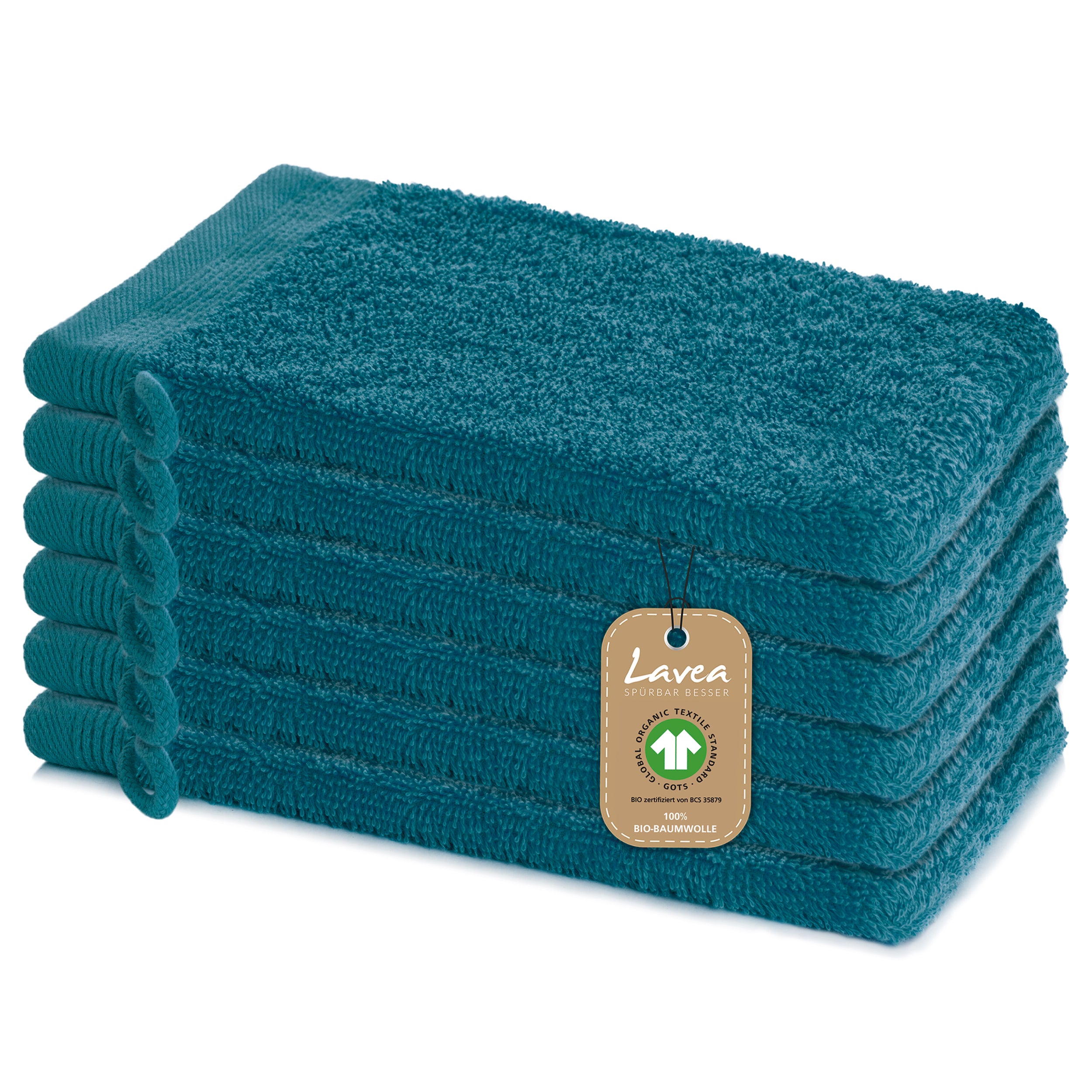 Waschhandschuh Bali, 6er Set, 100% GOTS Bio-Baumwolle, 16x22 cm
