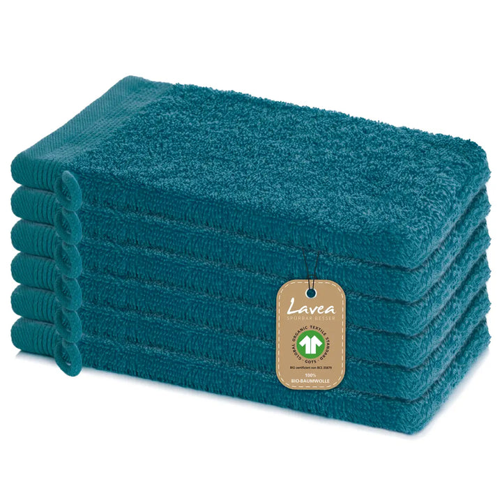 Waschhandschuh Bali, 6er Set, 100% GOTS Bio-Baumwolle, 16x22 cm