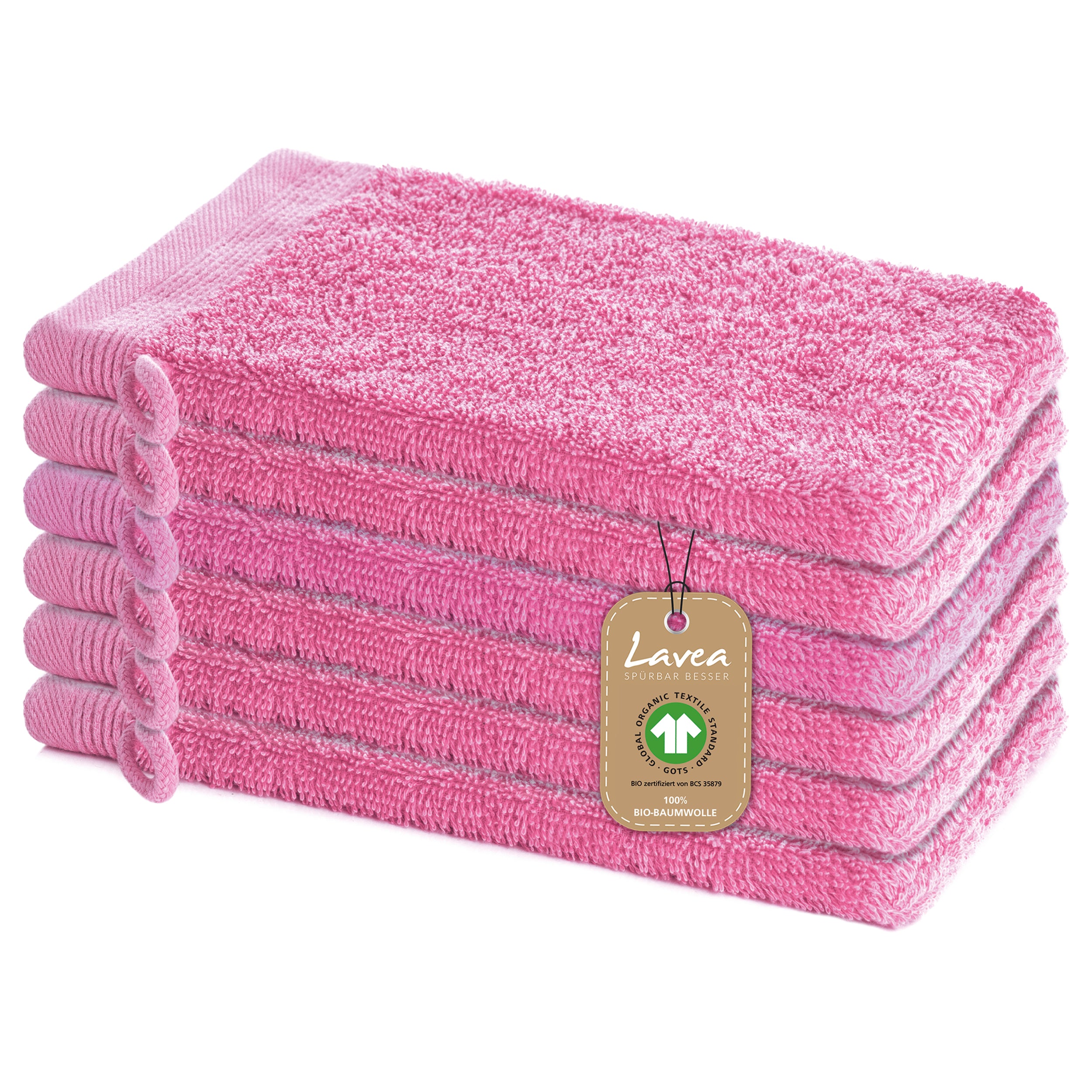 Waschhandschuh Bali, 6er Set, 100% GOTS Bio-Baumwolle, 16x22 cm