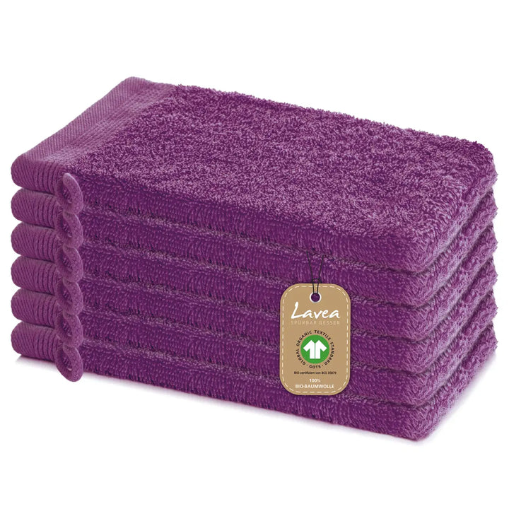 Waschhandschuh Bali, 6er Set, 100% GOTS Bio-Baumwolle, 16x22 cm
