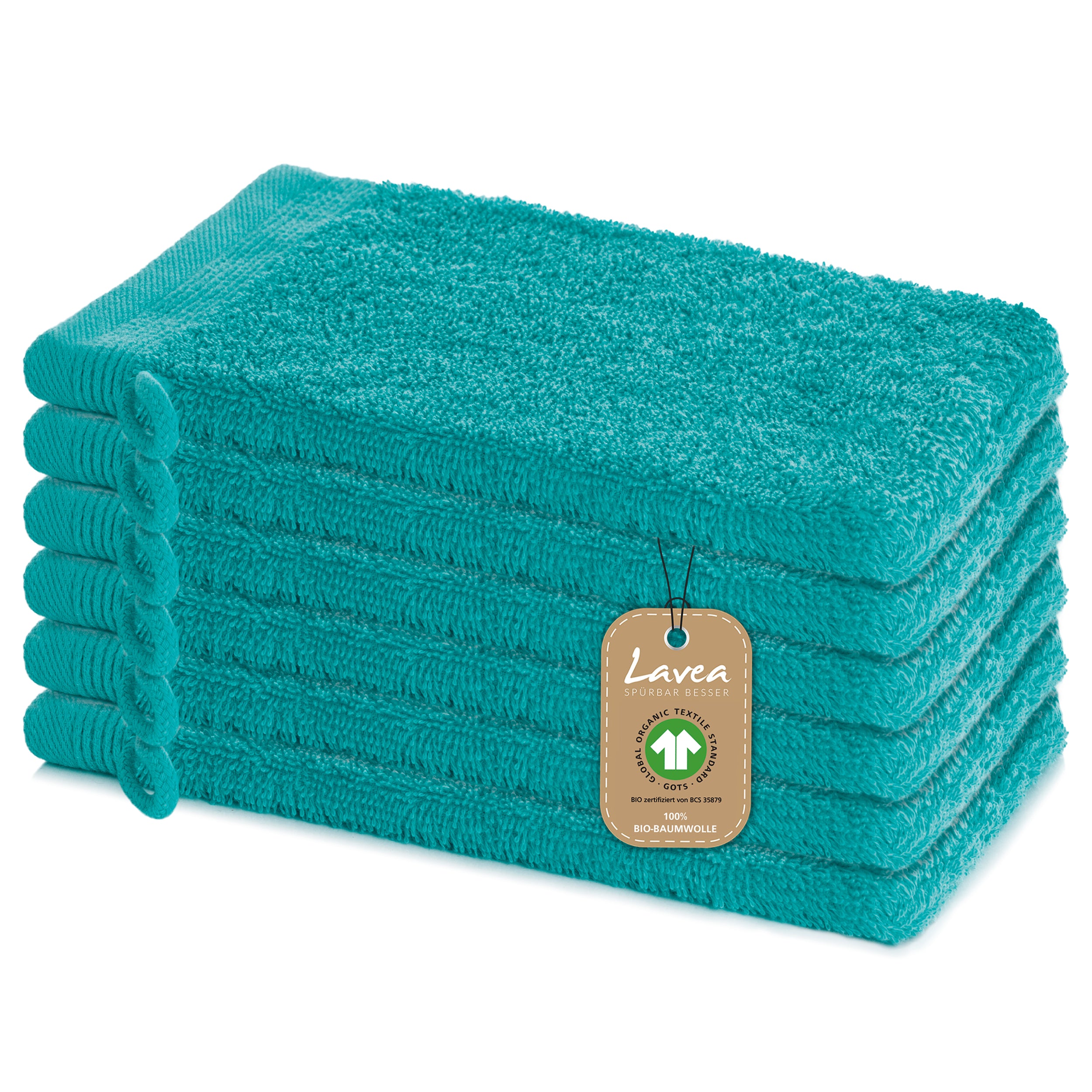 Waschhandschuh Bali, 6er Set, 100% GOTS Bio-Baumwolle, 16x22 cm