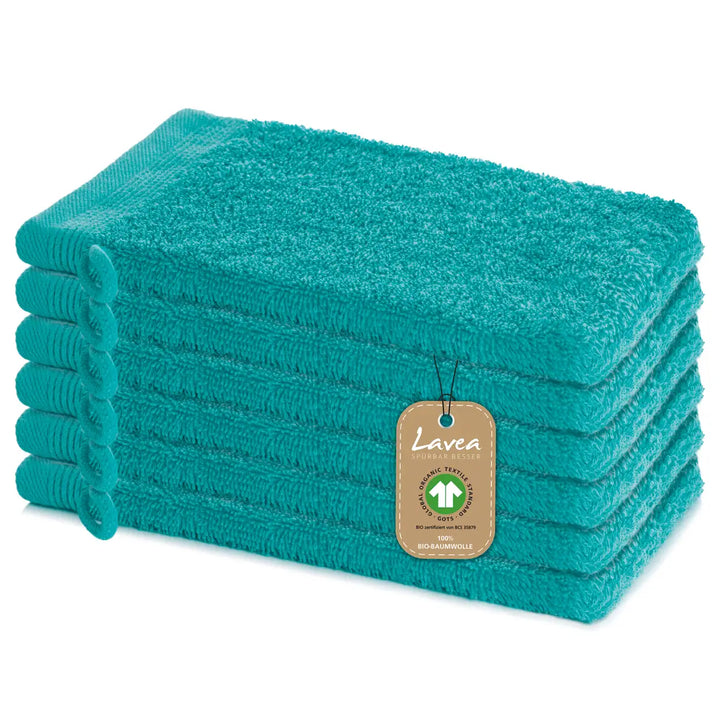 Waschhandschuh Bali, 6er Set, 100% GOTS Bio-Baumwolle, 16x22 cm