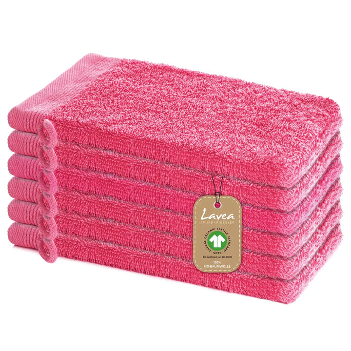 Waschhandschuh Bali, 6er Set, 100% GOTS Bio-Baumwolle, 16x22 cm