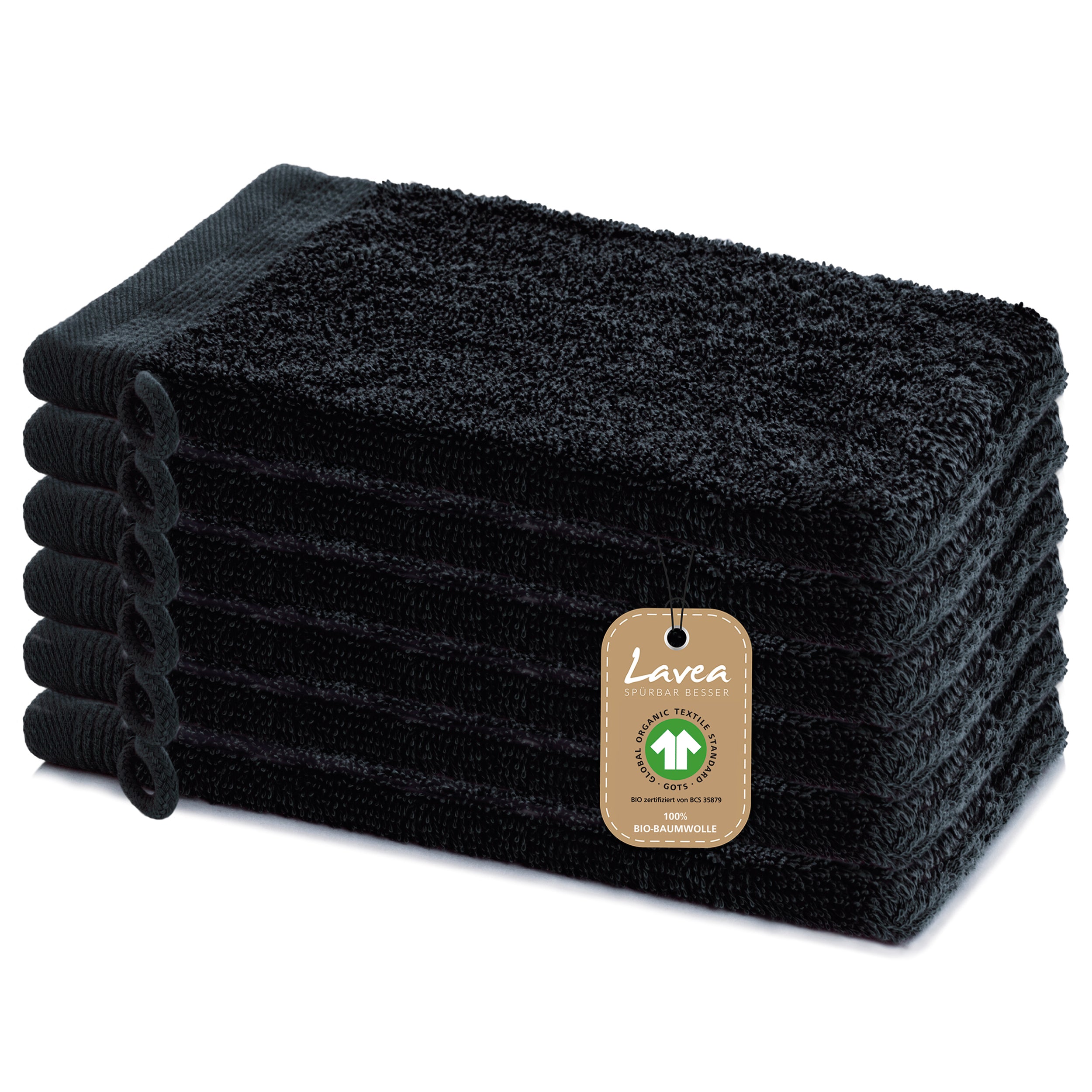 Waschhandschuh Bali, 6er Set, 100% GOTS Bio-Baumwolle, 16x22 cm