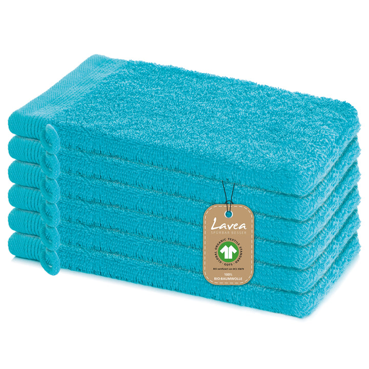 Waschhandschuh Bali, 6er Set, 100% GOTS Bio-Baumwolle, 16x22 cm