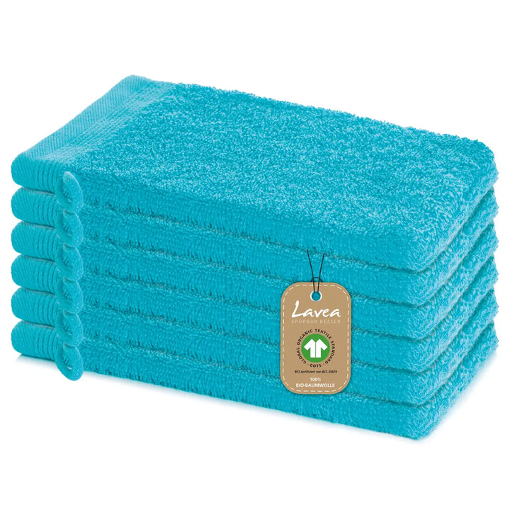 Waschhandschuh Bali, 6er Set, 100% GOTS Bio-Baumwolle, 16x22 cm