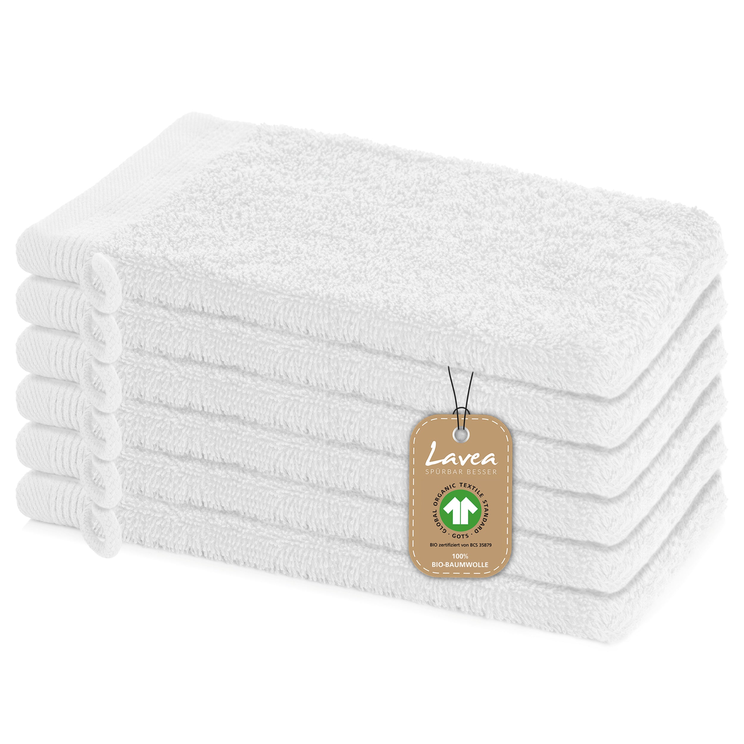 Waschhandschuh Bali, 6er Set, 100% GOTS Bio-Baumwolle, 16x22 cm